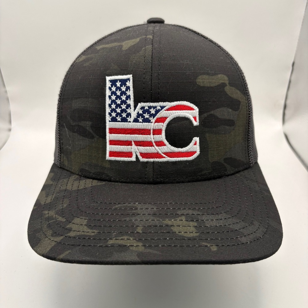Pacific Headwear M08 KC American Flag Camo Trucker Hat Snapback Cap Black OS